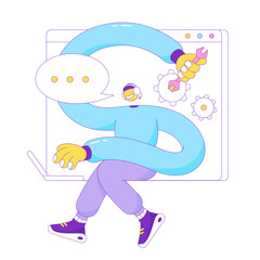 Technical support specialist sits with a laptop