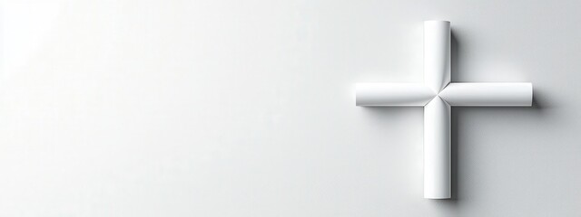 Minimalist cross made of two intersecting lines on a plain background