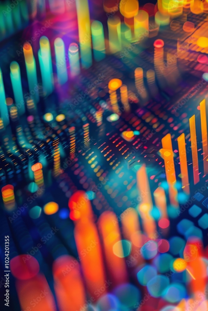 Poster data visualization with an abstract color background.