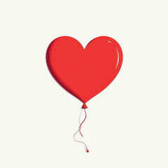 Red heart-shaped balloon on cream background