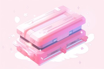Pink Retro Cassette Tape with White Floral Decorations