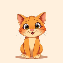 A Cute Cat Sitting With A Adorable Face Flat Character Illustration On Light Background