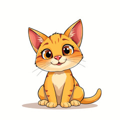 Obraz premium A Cute Cat Sitting With A Adorable Face Flat Character Illustration On Light Background