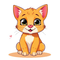 A Cute Cat Sitting With A Adorable Face Flat Character Illustration On Light Background