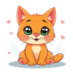 A Cute Cat Sitting With A Adorable Face Flat Character Illustration On Light Background
