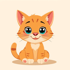 A Cute Cat Sitting With A Adorable Face Flat Character Illustration On Light Background