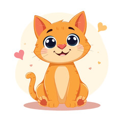 A Cute Cat Sitting With A Adorable Face Flat Character Illustration On Light Background