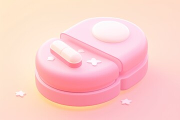 Pink Pill Container with White Pill and Stars