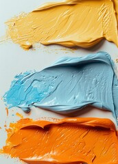 cosmetics cream swatches in orange and blue color . natural skincare. modern makeup, beauty blogs and aesthetics