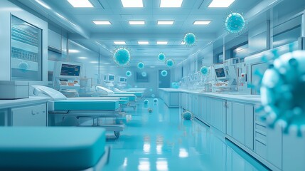 Clean Hospital Operating Room with Virus Elements