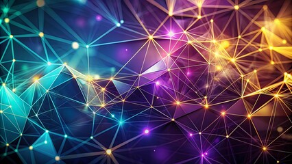 Fototapeta premium Abstract Intertwined Lines Forming a Network of Glowing Points, Vibrant Colors, and Interconnected Shapes