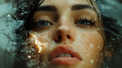 Water Droplets on a Woman's Face - Portrait Photography