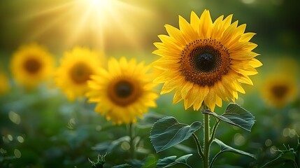 Obraz premium Bright Sunflower in Full Bloom with Radiant Light
