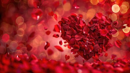 A red heart-shaped background with rose petals falling in the center, creating an enchanting Special Day atmosphere.