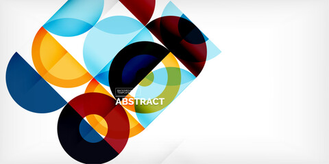 Minimal geometric abstract background. Circle square and triangle design. Trendy techno business template for wallpaper, banner, background or landing