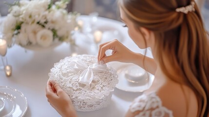 Elegant Bride Preparing for Special Wedding Moments