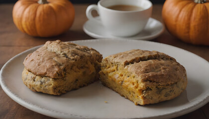 Fototapeta premium pumpkin oat scones on a plate