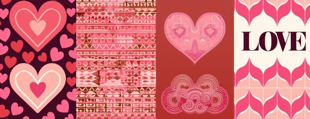 3D word LOVE with heart and rose on pink background, an elegant card with love background