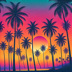 Tropical Sunset Gradient Pattern, Generative Ai