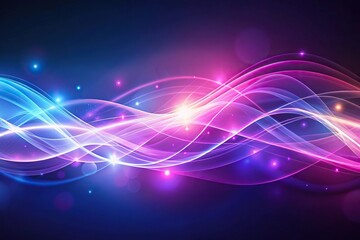 Translucent light waves of lilac purple pink and blue colors intersect in space and mix