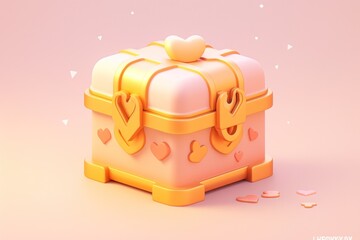 Fototapeta premium A Pink and Gold Treasure Chest with Heart-Shaped Details