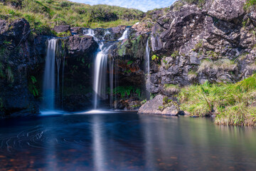 The idyllic and picturesque cascades and pools at the Fairy Pools of the River Brittle on the Isle of Skye