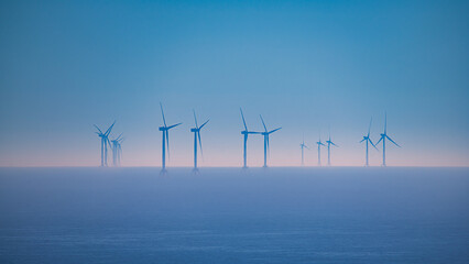 Offshore Windpark, Scotland at sunrise