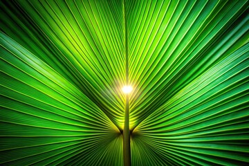 Obraz premium Tropical palm leaf closeup with glowing colors
