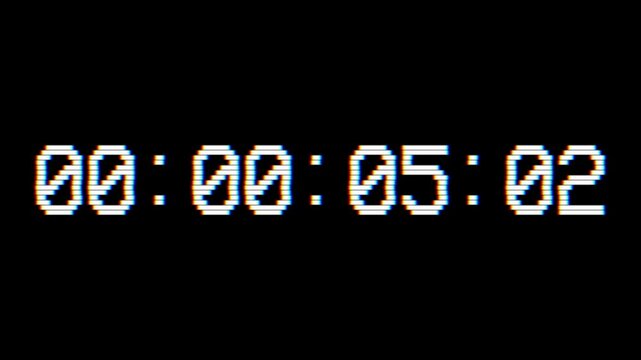 VHS Playback CRT TV Screen Time Code - 5 Minutes Length