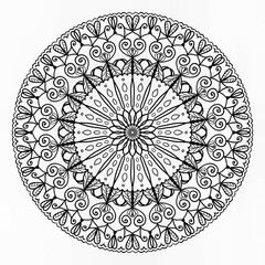 Simple mandala design for coloring. Beautiful mandala art for coloring book,floral mandala,mandala design for adults coloring book.
