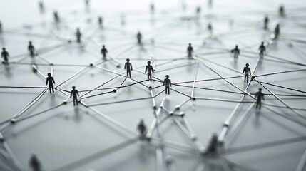 Global business network and social media connections concept – abstract design featuring a digital web of interconnected nodes and lines for corporate communication and technology