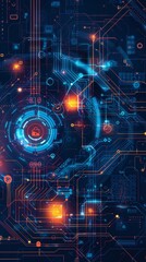 Obraz premium Abstract design incorporating cybersecurity symbols.