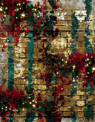 Christmas Brick Wall Texture Background
