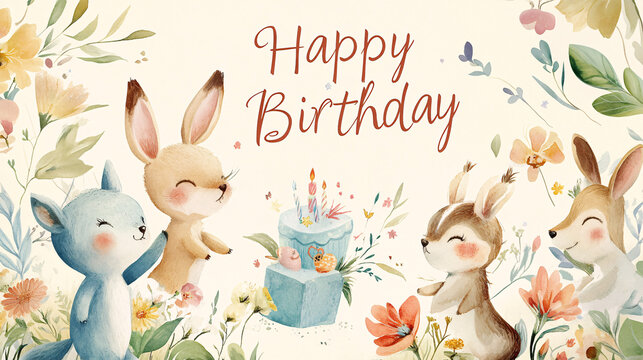Whimsical Animal Birthday Party in Watercolor Garden Setting