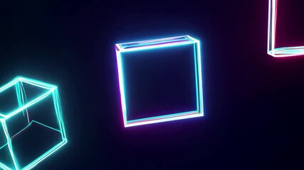 Abstract cubes with Glowing neon Lines. Generative AI
 - Powered by Adobe