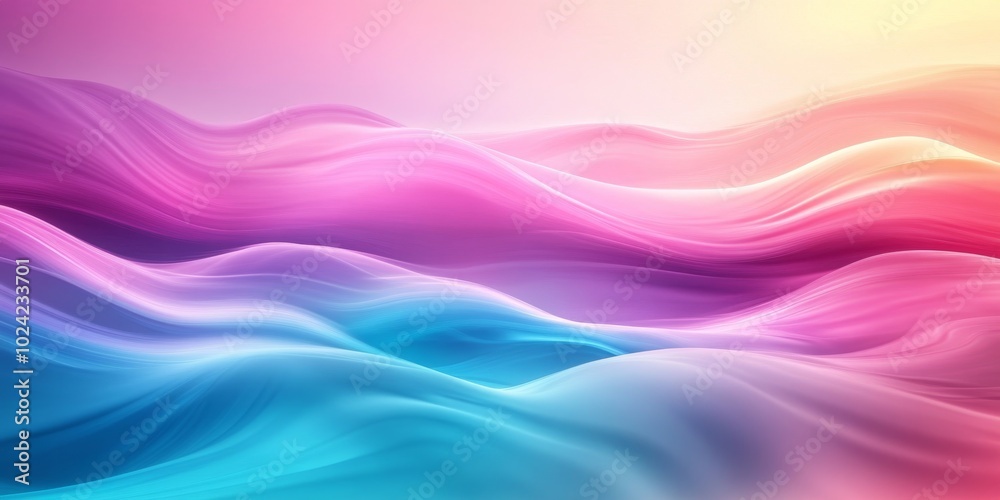 Wall mural A colorful wave with a pink and blue gradient. The colors are vibrant and the wave appears to be moving