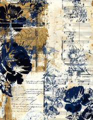 Shabby Chic Sampler Navy Flower Junk Journal 