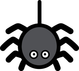 Spider crawling down a web icon, Halloween Day concept, black line icon.