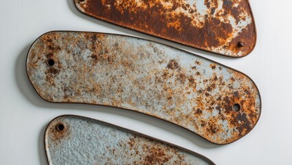 Flat lay of an oxidized iron surface with a mix of rust and patina.