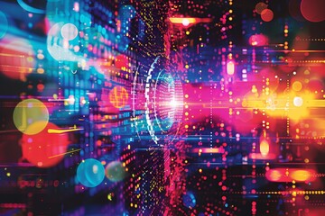 Obraz premium Artistic representation of cyber security in vibrant colors.