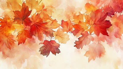 A painting of autumn leaves with a white background