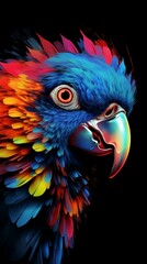 Obraz premium Colored abstract background of a parrot, wallpaper for mobile, 9:16 ratio. Generative ai