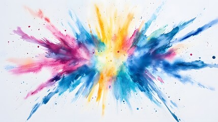 Fototapeta premium Abstract watercolor explosion of vibrant colors on a white background.