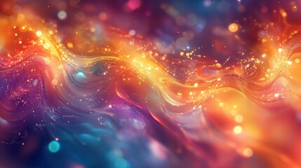 Abstract background with swirling, glowing colors and bokeh lights.