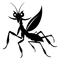 Mantis vector illustration black silhouette set collection isolated transparent background