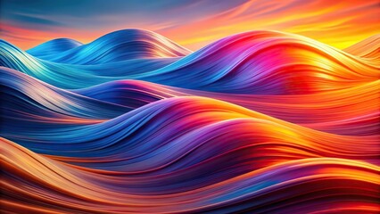 Fototapeta premium Vibrant abstract waves in orange blue pink macro