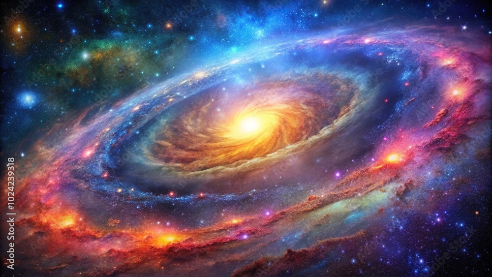Wall mural vibrant and colorful space galaxy cloud nebula in a stary night cosmos viewed from a worm's eye pers