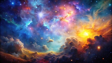 Fototapeta premium Vibrant cosmic nebula with bright stars and interstellar clouds