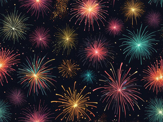 Fototapeta premium abstract Hand drawn colorful Christmas fireworks dark background