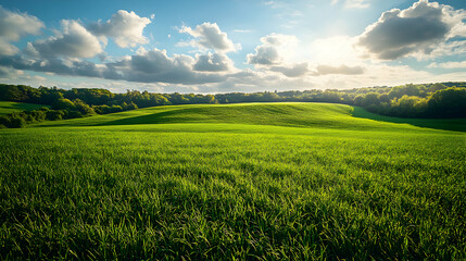 Obraz premium Summer landscape background. Field or meadow with green grass